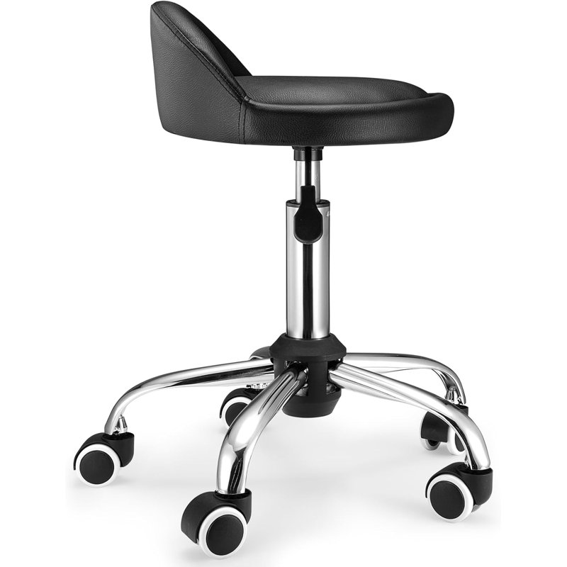 Swivel Rolling Stool with Wheels Height Adjustable Stool Chair Drafting Chair with Backrest