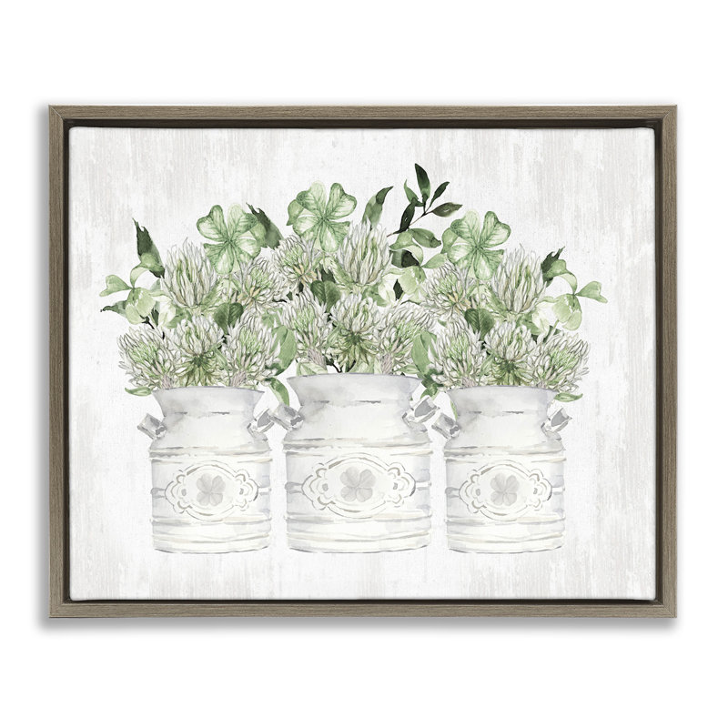 Bouquets rustiques de trèfle, 17" H x 21" W, Cadre flottant orme Montalcino