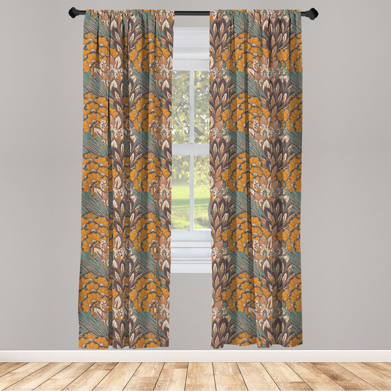 Floral Semi-Sheer Rod Pocket Curtain Panels, 28" x 63"