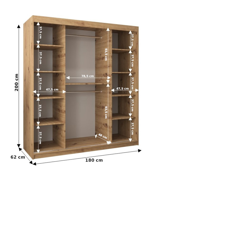 Lauritzen 2 Door Manufactured Wood Wardrobe, Matte White, 200cm H x 180cm W