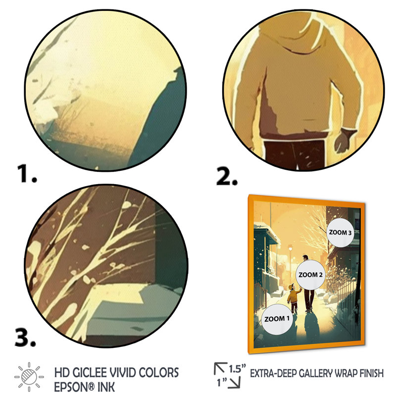 «Father Love in Winter Times», reproduction sur toile, H 20 po x l 12 po x P 1 po, Impression dorée sur toile encadrée