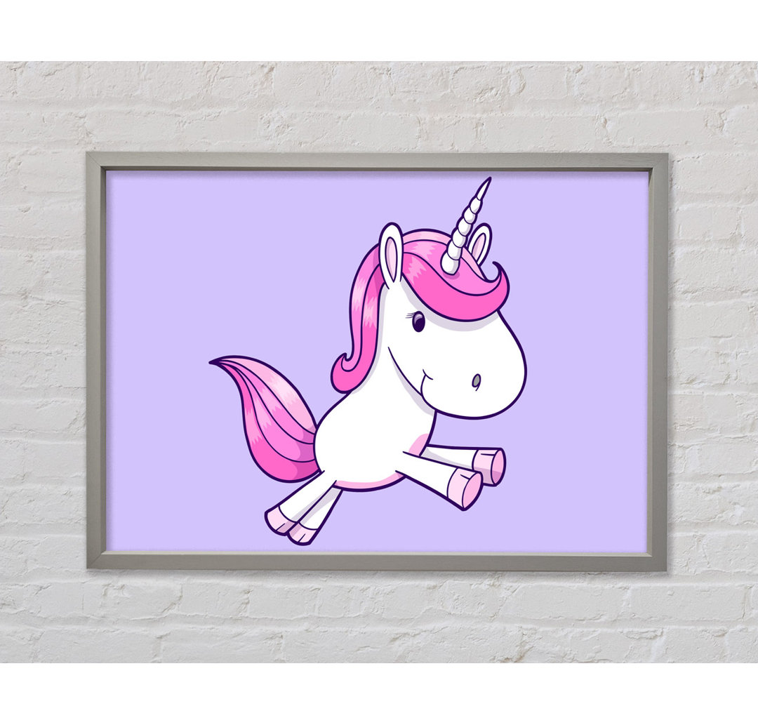 Gerahmtes Leinwandbild Leaping Unicorn Pink