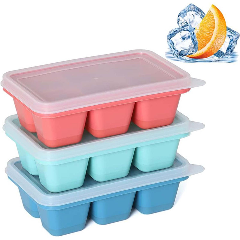 Ice Cube Trays For Freezer 3 Pack - Mini Ice Cube Trays With Lid & Easy-Release Silicone Bottom, Stackable Small Ice Cube Mould