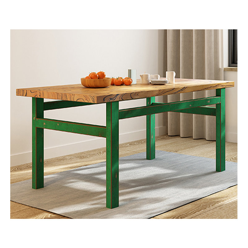 Table de salle à manger rectangulaire, simple et vieillie en orme vieilli, Vert, H 30,71 po x L 62,99 po x l 31,5 po