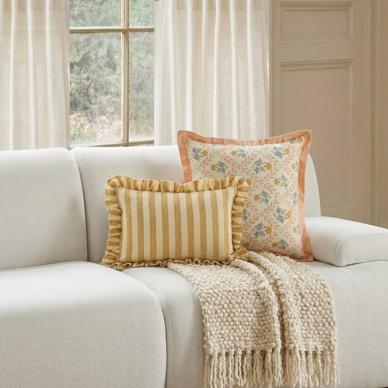 Dolce Blush Pink Natural Cotton Accent Pillow