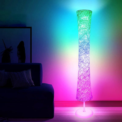 Lampes sur pied pour le salon, lampe sur pied à DEL RVB changeant de couleur avec application et télécommande, 62 pouces en mode bricolage, synchro de musique moderne, lampe de coin décorative pour le salon, 1 pièce