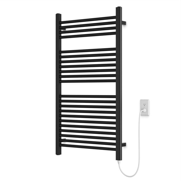 Denby Wall Mount Electric Towel Warmer, Black, 44" H x 24" W x 5.19" D
