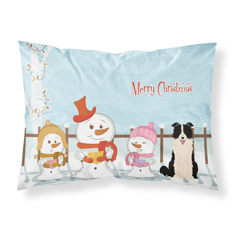 Taie d'oreiller Merry Christmas Merry Christmas, Border collie noir et blanc et choristes