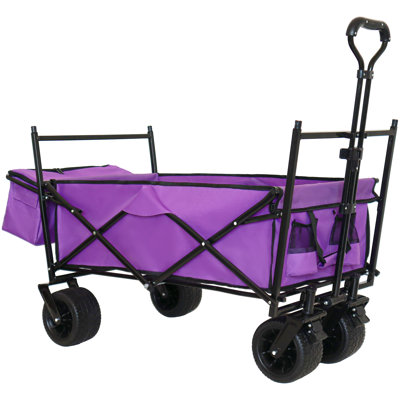 480Lbs Collapsible Wagon With Canopy,Wagon Stroller With 7" All-Terrain Wheels, Lightweight Foldable Wagon, Large Capacity For Camping, Shopping, Spor