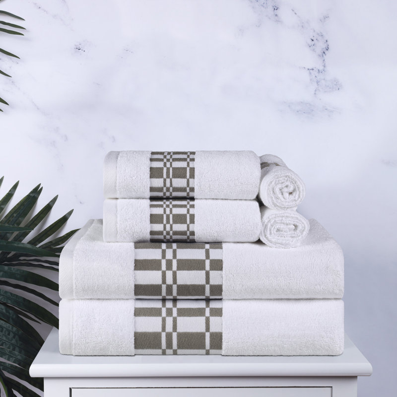  Blue Nile Mills Premium Cotton Quick Drying Bath Towels, White/Gray