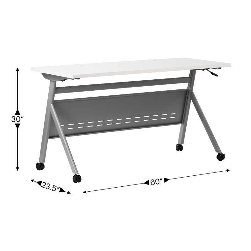 Commercial Nesting Flip Training Table With Steel Frame And Y-Legs, White, Grey