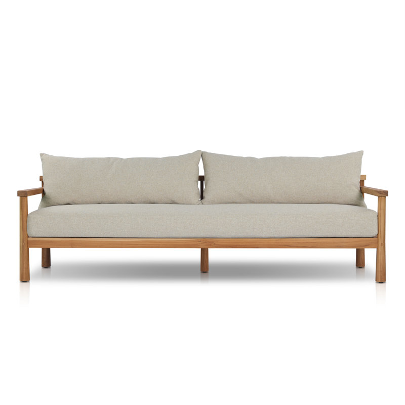 Naria 96'' Wide Rectangle Teak Patio Sofa with Cushions