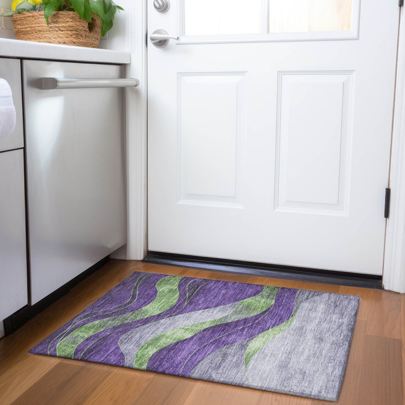 Machine Washable Indoor/Outdoor Xhevrie Purple Rug, Rectangle 1'8" x 2'6"