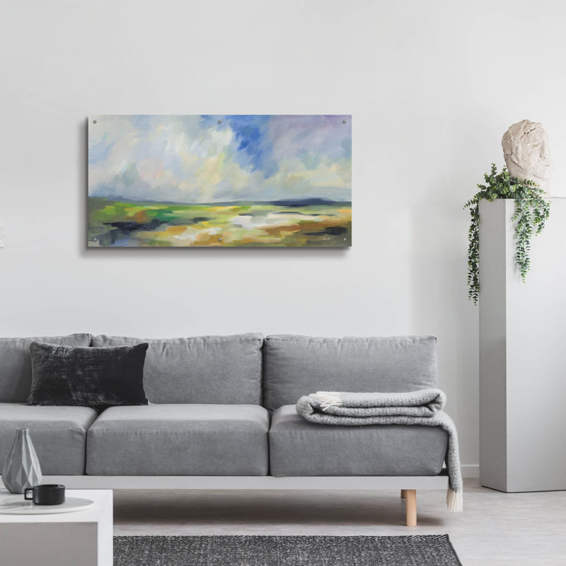 «Spring Sky» par Silvia Vassileva, art mural en verre acrylique, H 24 po x l 48 po