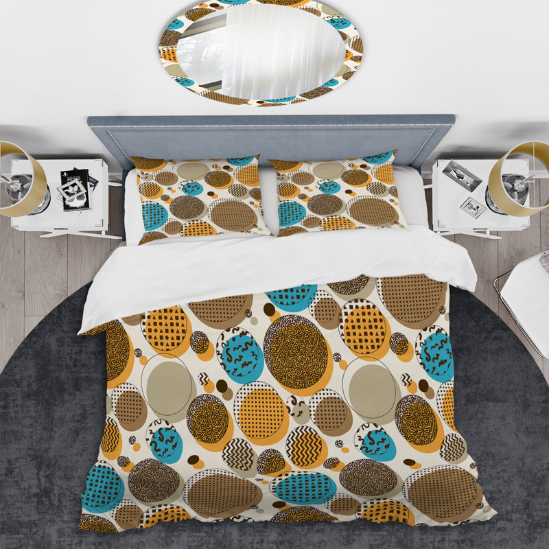 Brown Circle Pattern Polyester Dots Duvet Cover
