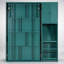 Twin Rotating Wall Murphy Bed with Bookshelf, Top Cabinet, Extendable Desk and Side Storage, Teal