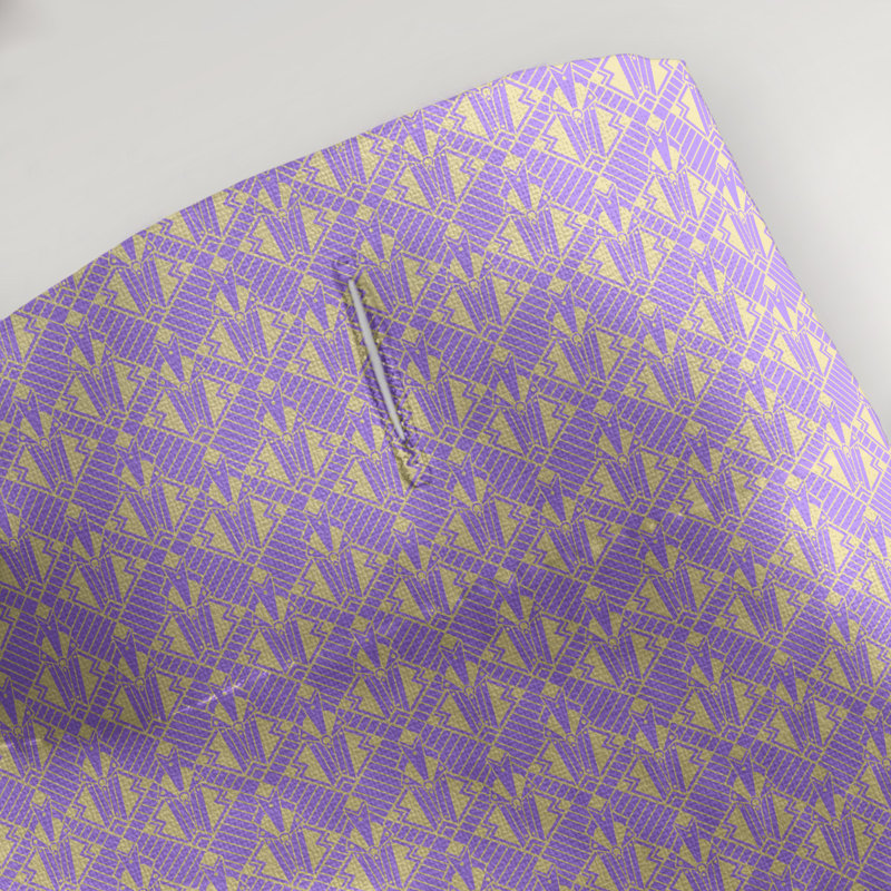 Rideau simple art déco, Mauve / rayure jaune 2