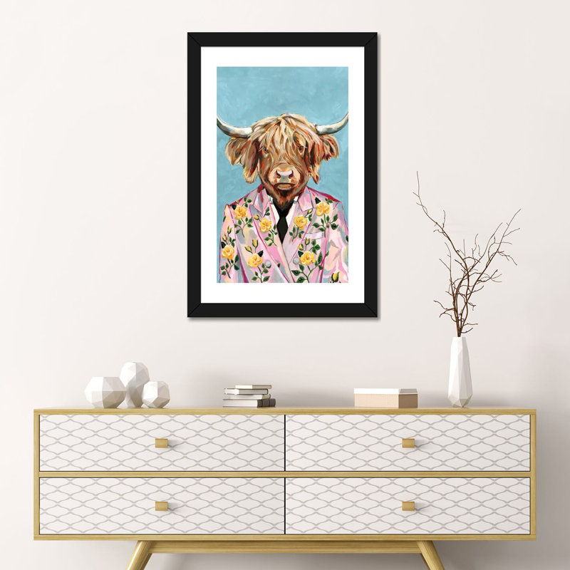 « Vache » par Heather Perry-impression, Papier encadré noir, Blanc, H 24 po x l 16 po x P 1 po