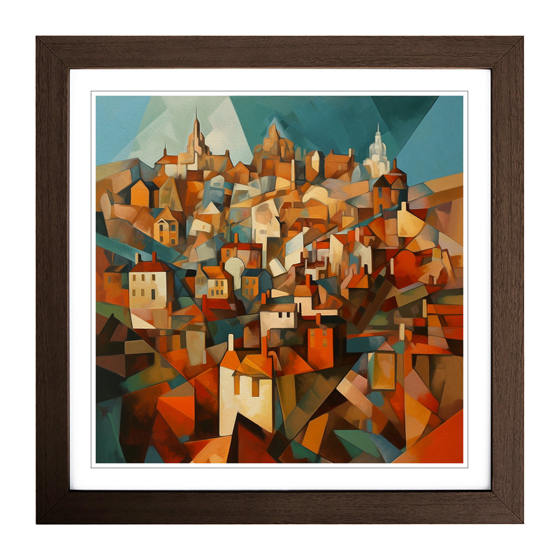 City Of Edinburgh Cubism No.5 - Framed Print, Walnut