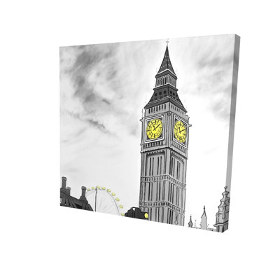 Art mural sur toile grise | Big Ben Outline | London Home Decor