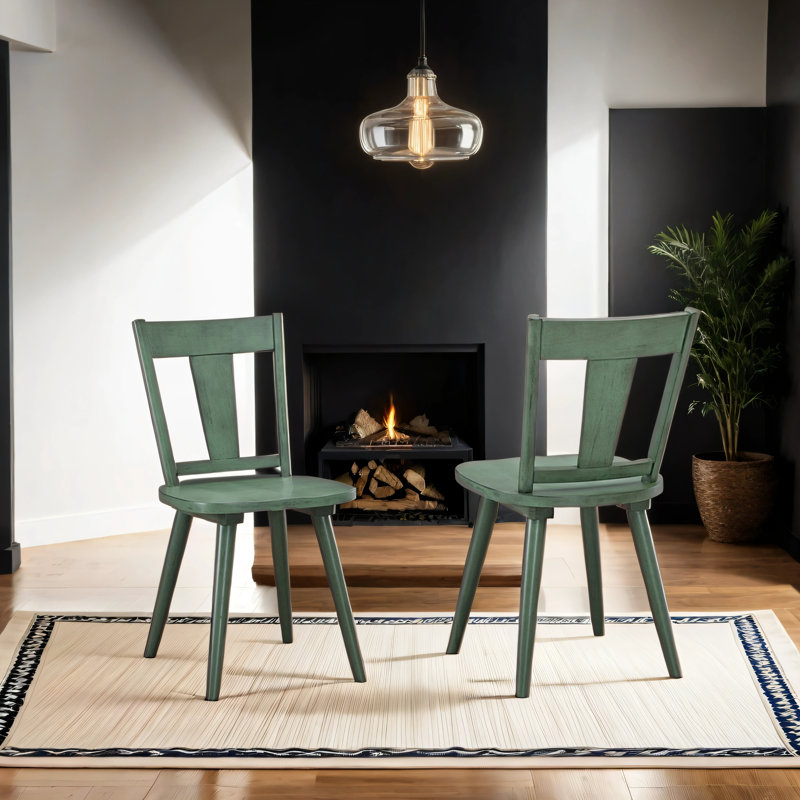 Kaliski Mid-Century Modern Farmhouse Toner Kitchen Nook Dining Chairs, Earthy Green
