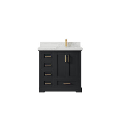 Boston 36 In. W X 22 In. D Right Offset Sink Bathroom Vanity In Wrought Iron