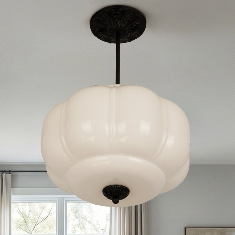 Luminaire suspendu en verre blanc 3 lumières
