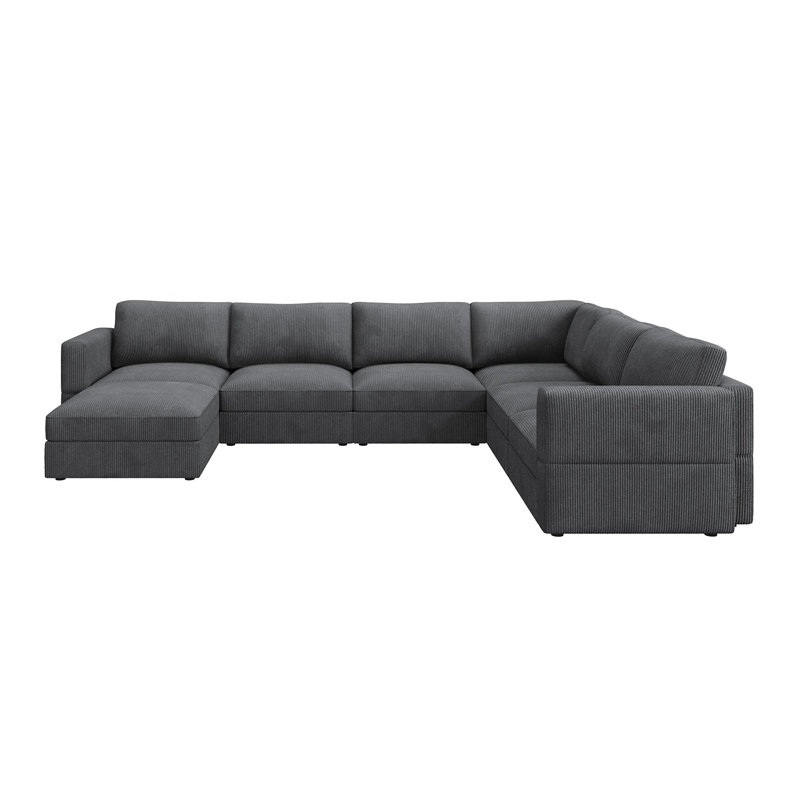 Canapé modulaire Bouley, Velours côtelé gris