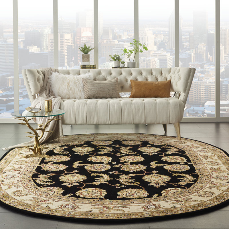 Tapis noir Corina, Ovale 7 pi 6 po x 9 pi 6 po