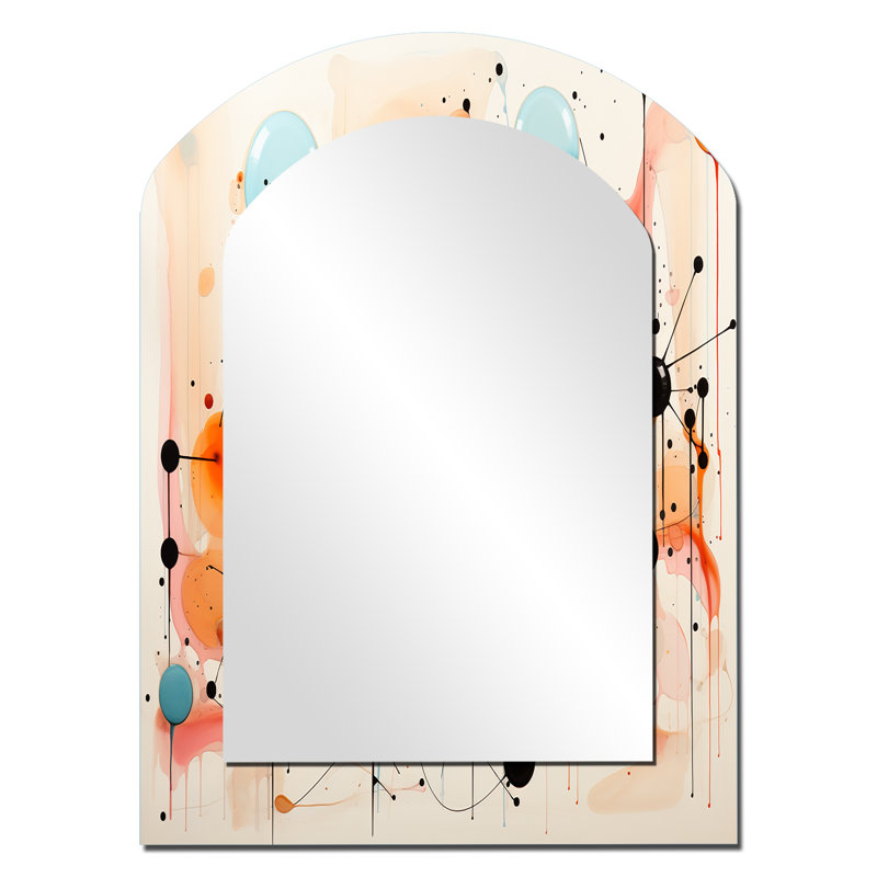 Colorful Mid Century Abstract Atomic I - Midcentury Modern Asymmetrical Mirror, Modern Arch Decorative Wall Mirror, Printed Metal Art