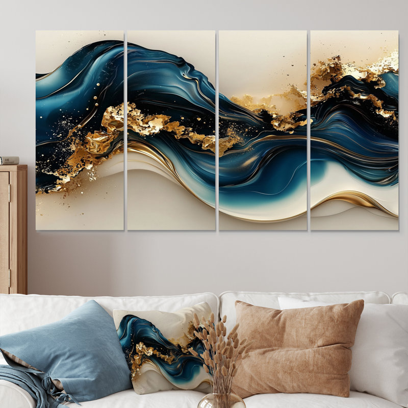 Champlon - art mural vagues - décoration murale moderne, 4, H 28 po x l 48 po