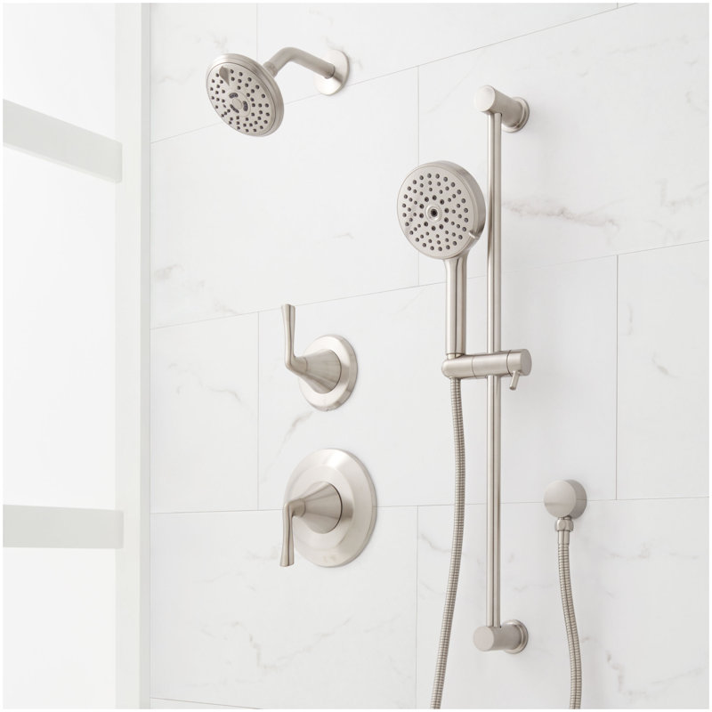 Provincetown Pressure Balance Shower System with Slide Bar and Hand Shower - Brushed Nickel, Brushed Nickel