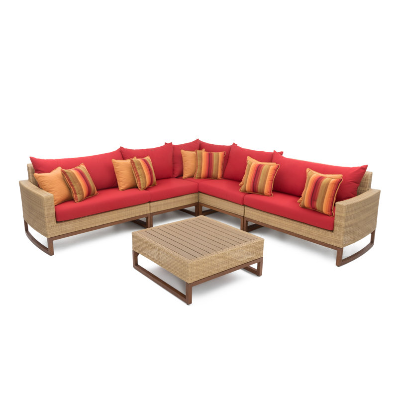 Tullio 7 - Person Patio Conversation Set, Canvas Jockey Red Sunbrella® Canvas