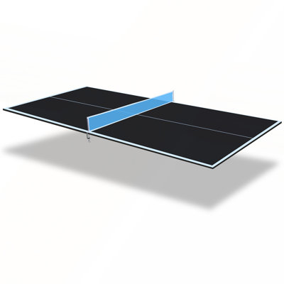 8ft Black Mid-Size Foldable & Portable Table Tennis Conversion Top for Indoor Games, Easy Setup and Storage