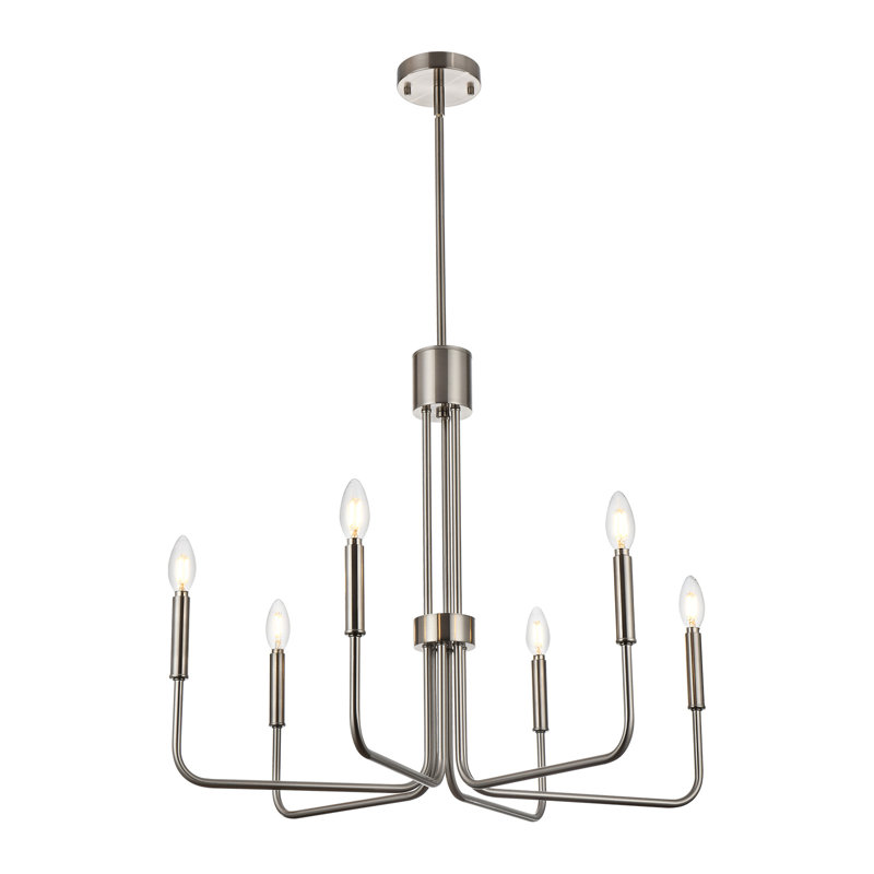 Lustre classique à 6 lumières de style bougie, Argent argent