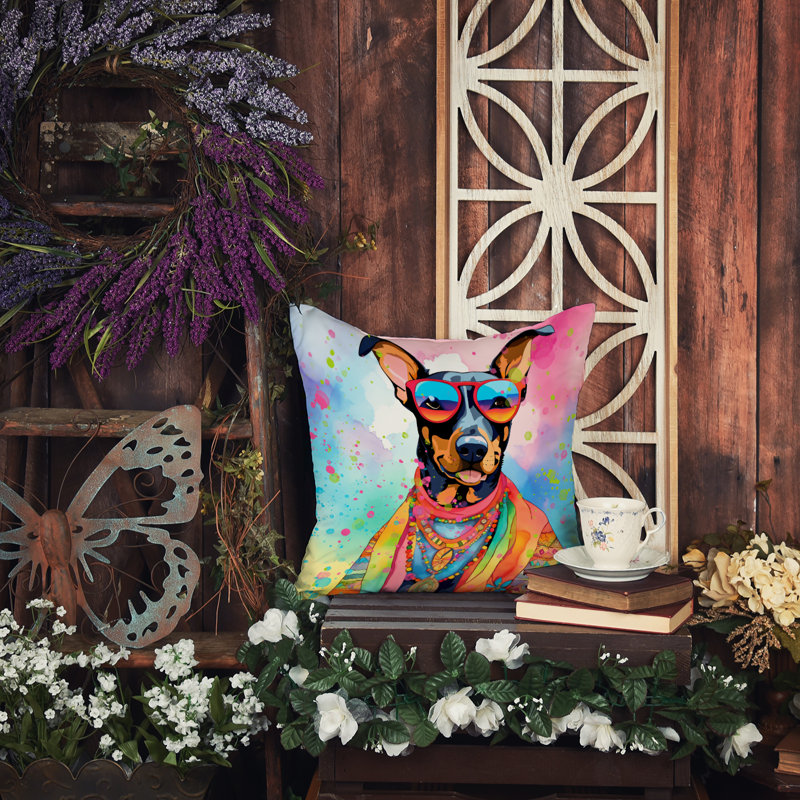 Coussin décoratif Doberman Pinscher Hippie Dawg