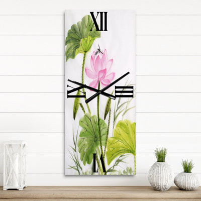 Horloge murale simple fleur de lotus avec feuilles