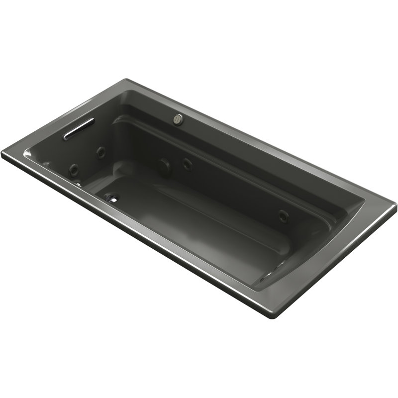 Archer 72-in X 36-in Drop-in Whirlpool  Heated Bubblemassage Air Bath, Thunder Gray