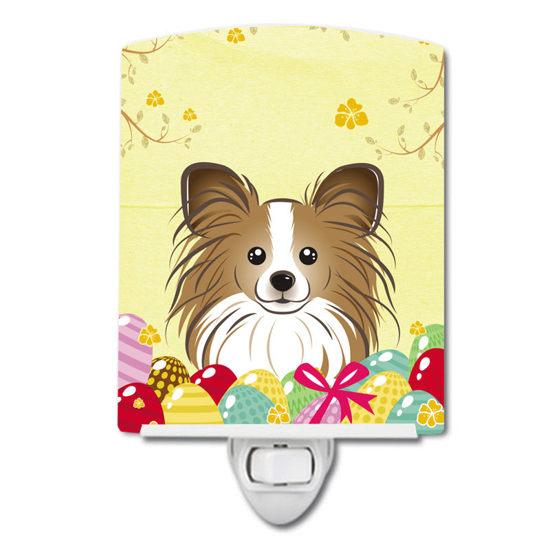 Jack Russell Terrier Easter Egg Hunt Ceramic Night Light, Papillon
