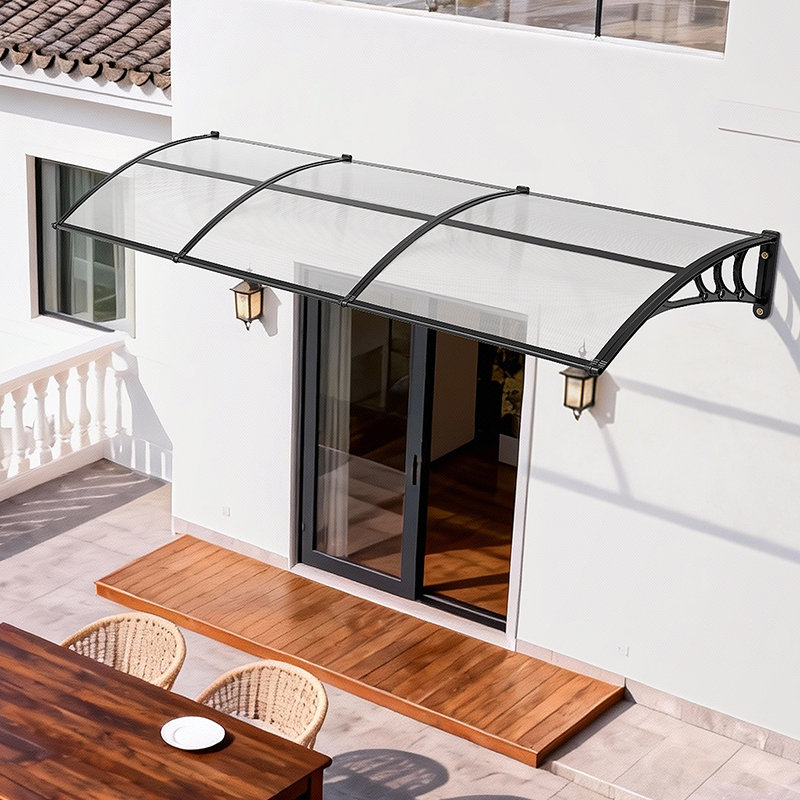 Awnings for Door Entrance, 38 x 117 in, Exterior Front Door Window Awnings with Drainage & ABS Bracket, Rain Snow Sun Protection, Overhang Polycarbonate Door Canopy for Porch Patio, Clear