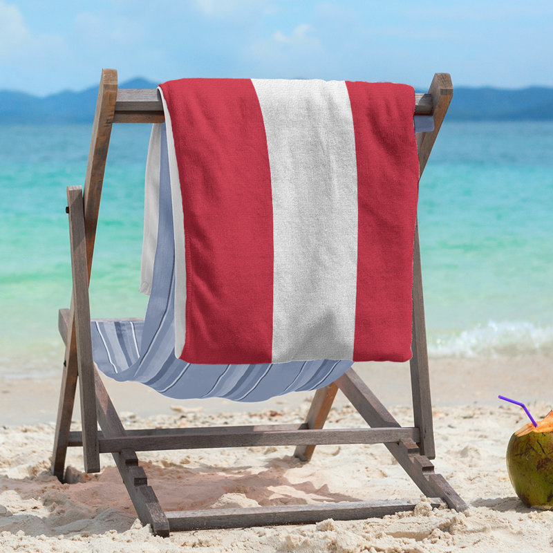 Lightweight Beach Towel, Red/White/Red, Poly/Cotton