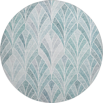 Premium Machine Washable Prisco Aqua Rug
