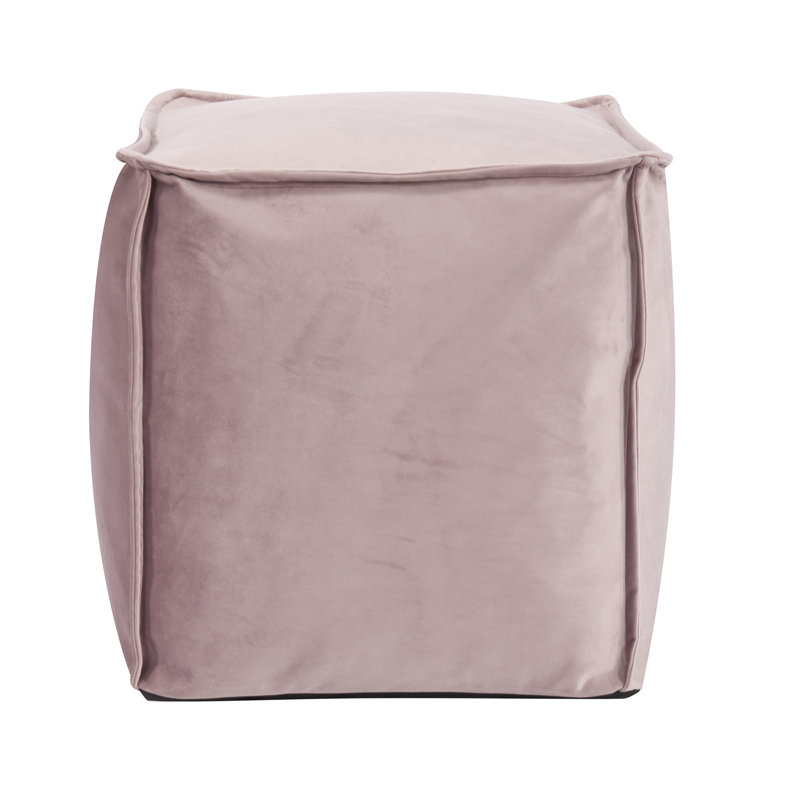 Upholstered Pouf, Bella Rose Velvet 