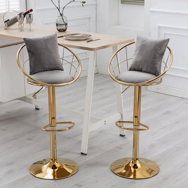 Chaise de bar en velours Peacock Blue