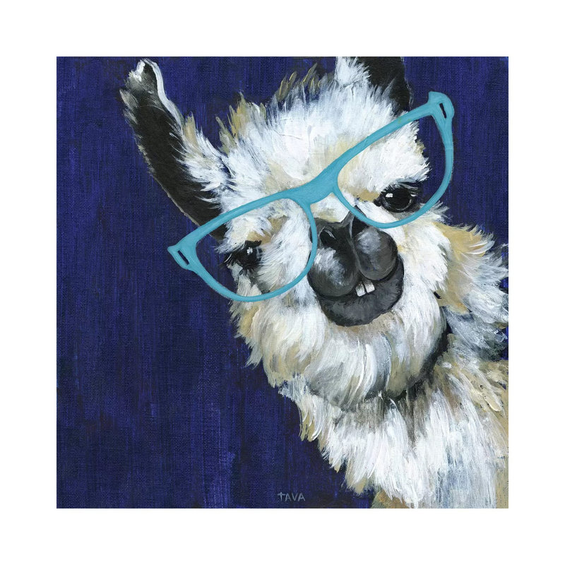 Gentleman Llama - reproduction d'art, Pas de tapis, Toile tendue, H 12 po x l 12 po x P 0,75 po