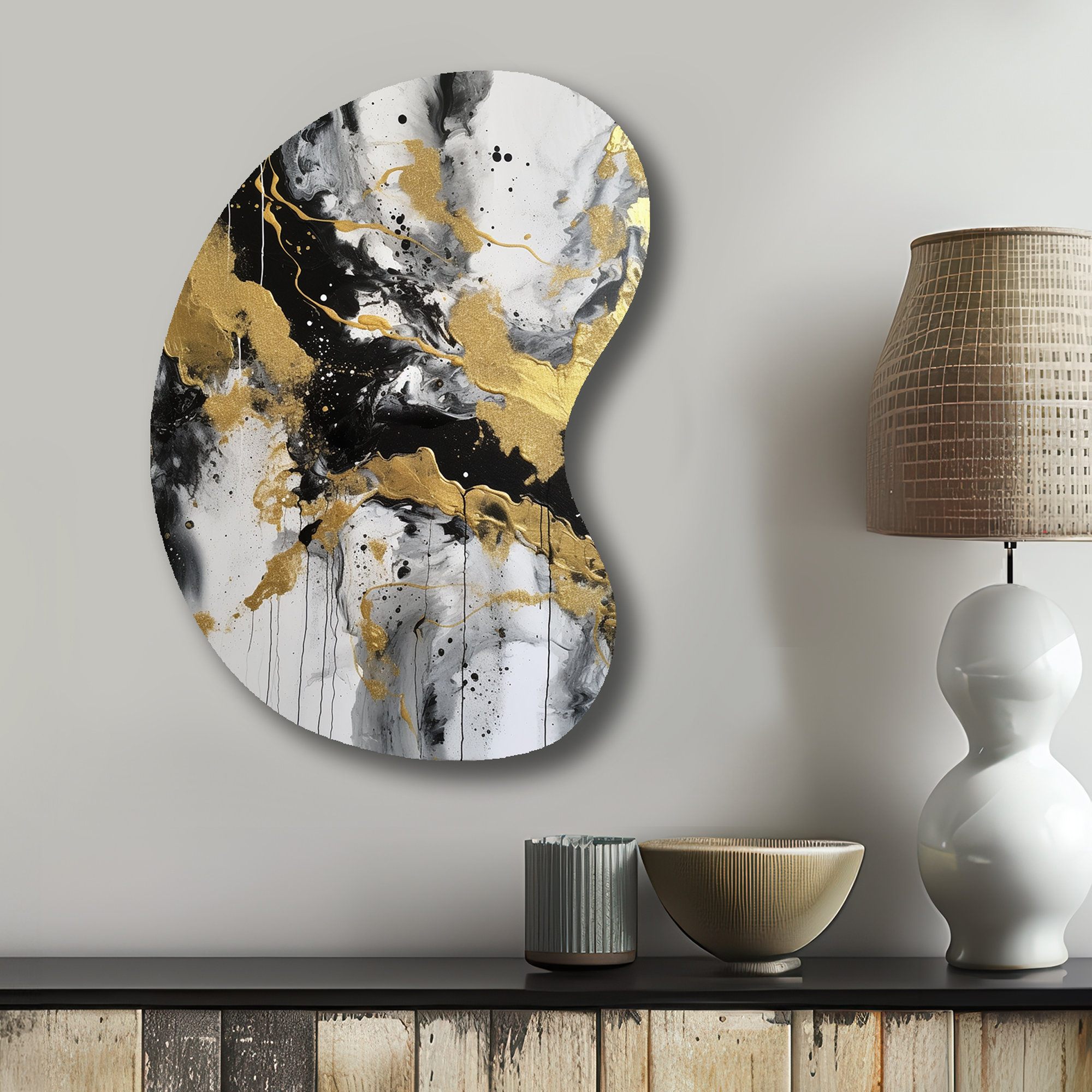 Mercer41 Everly - Abstract Painting Boom Shape - Assymterical Metal ...