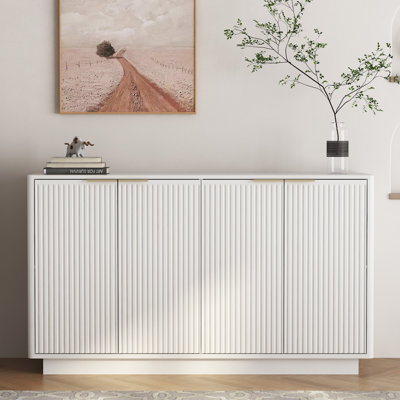 Modern Fluted Sideboard with Adjustable Shelves and Large Storage, Perfect for Multi-Functional Use and Stylish Home Decor.