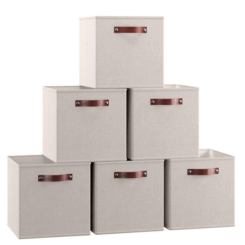 Ensemble de bacs de rangement en tissu, Beige, H 13 po x l 13 po x P 13 po