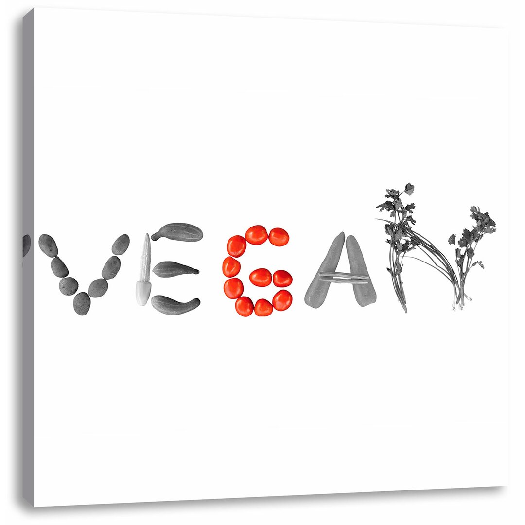 Leinwandbild Schriftzug Vegan Gemüse