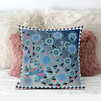  Glory of Flowers Peacock Faux Suede Square Pillow Cover & Insert